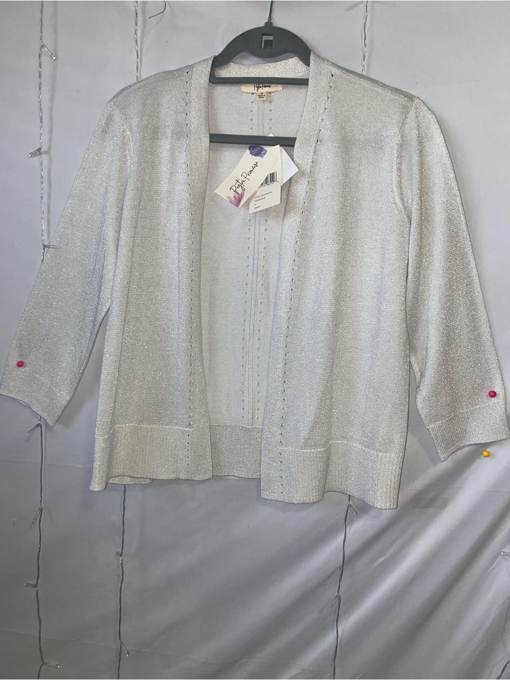 Brighton Silver Shimmer Open-Front Cardigan